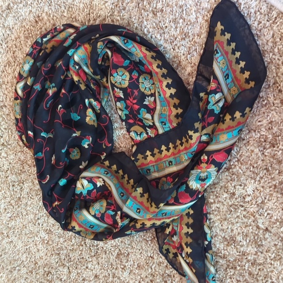 Vintage Saldarini 100% Silk Scarf Floral Made In Italy for B Altman Fifth Ave NY - Picture 1 of 7